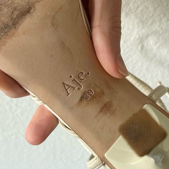 Aje Mirage Leather Strappy Heel in Ivory - Picture 9 of 10
